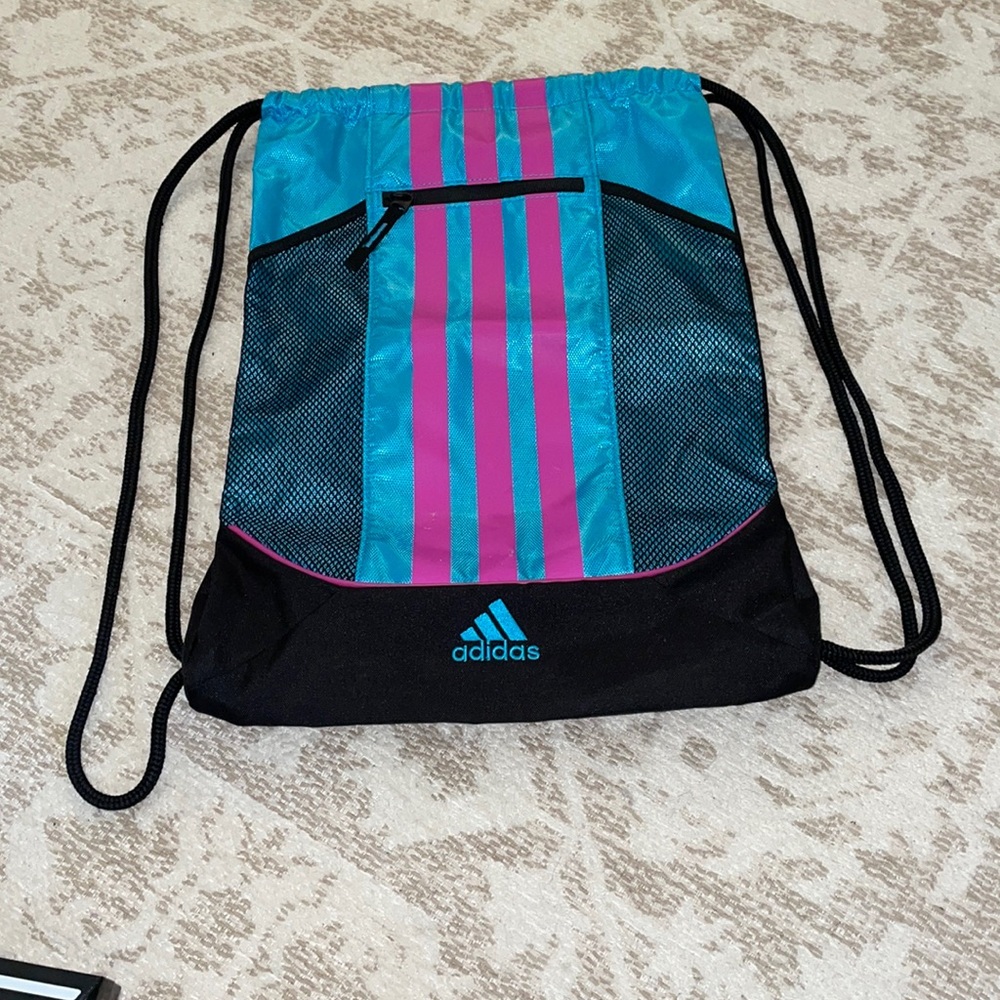 Adidas blue and pink draw string bag NEVER USED